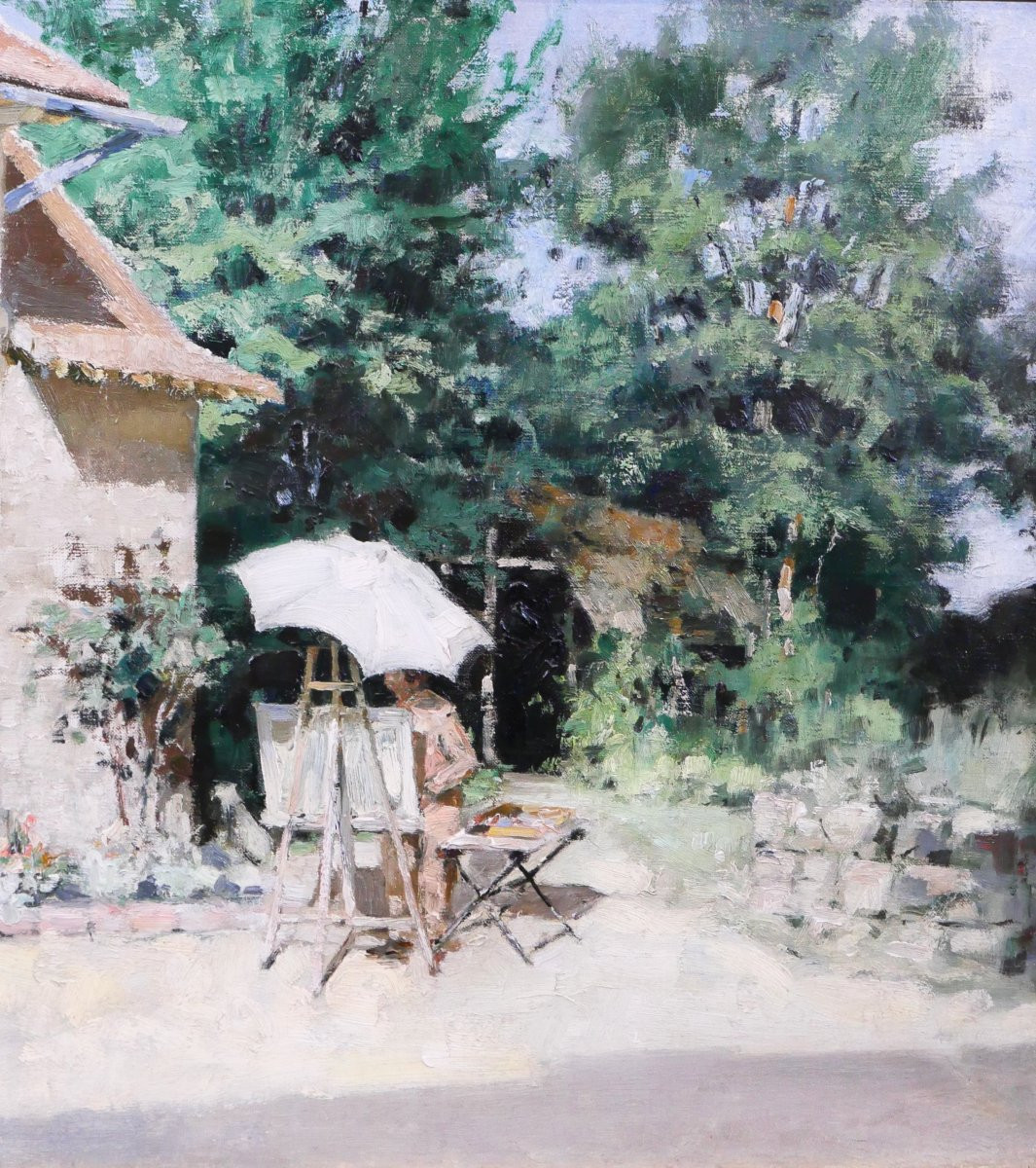 Aujuste-Jean Claire 1881-1970 Le peintre au jardin, tableau, Orne Saint-Céneri-le-Gérei paysage-photo-4