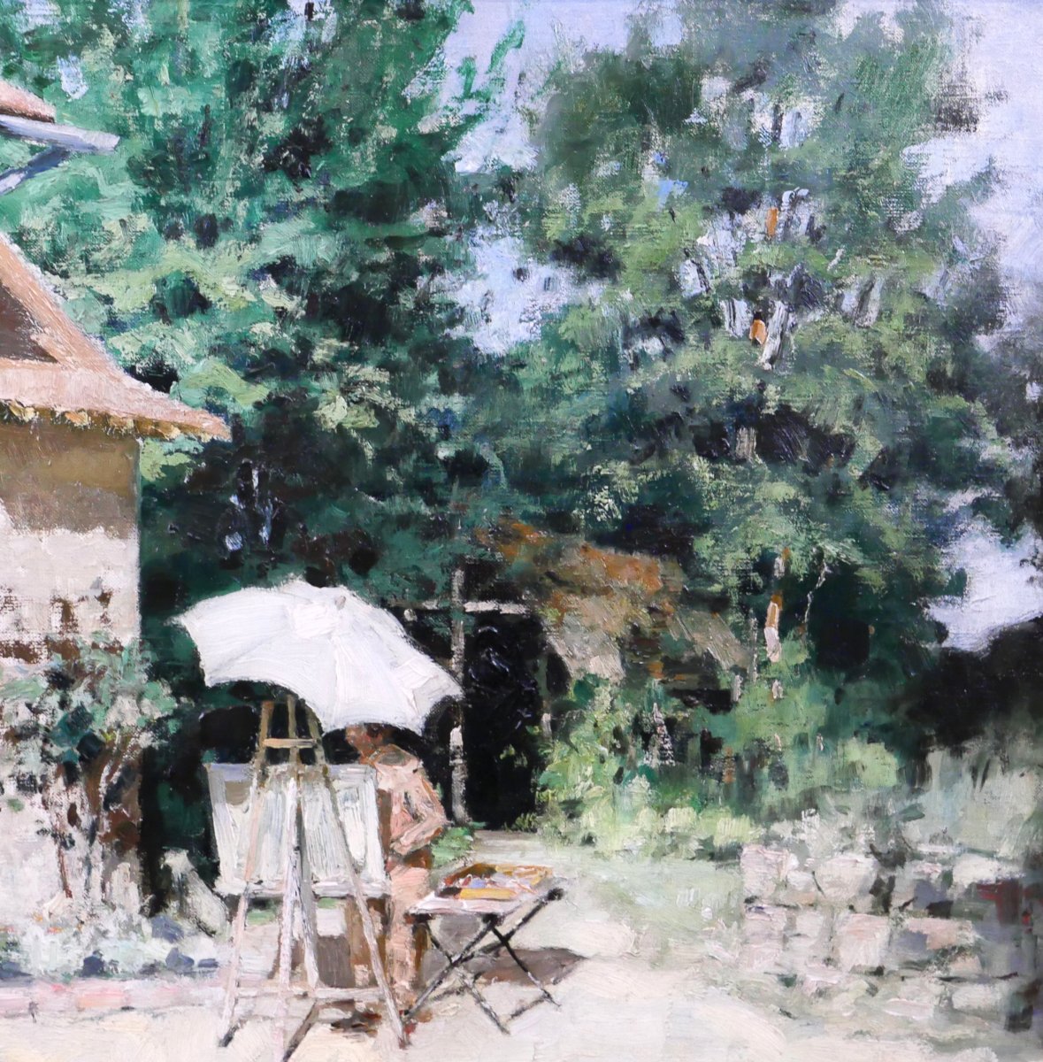 Aujuste-Jean Claire 1881-1970 Le peintre au jardin, tableau, Orne Saint-Céneri-le-Gérei paysage-photo-2