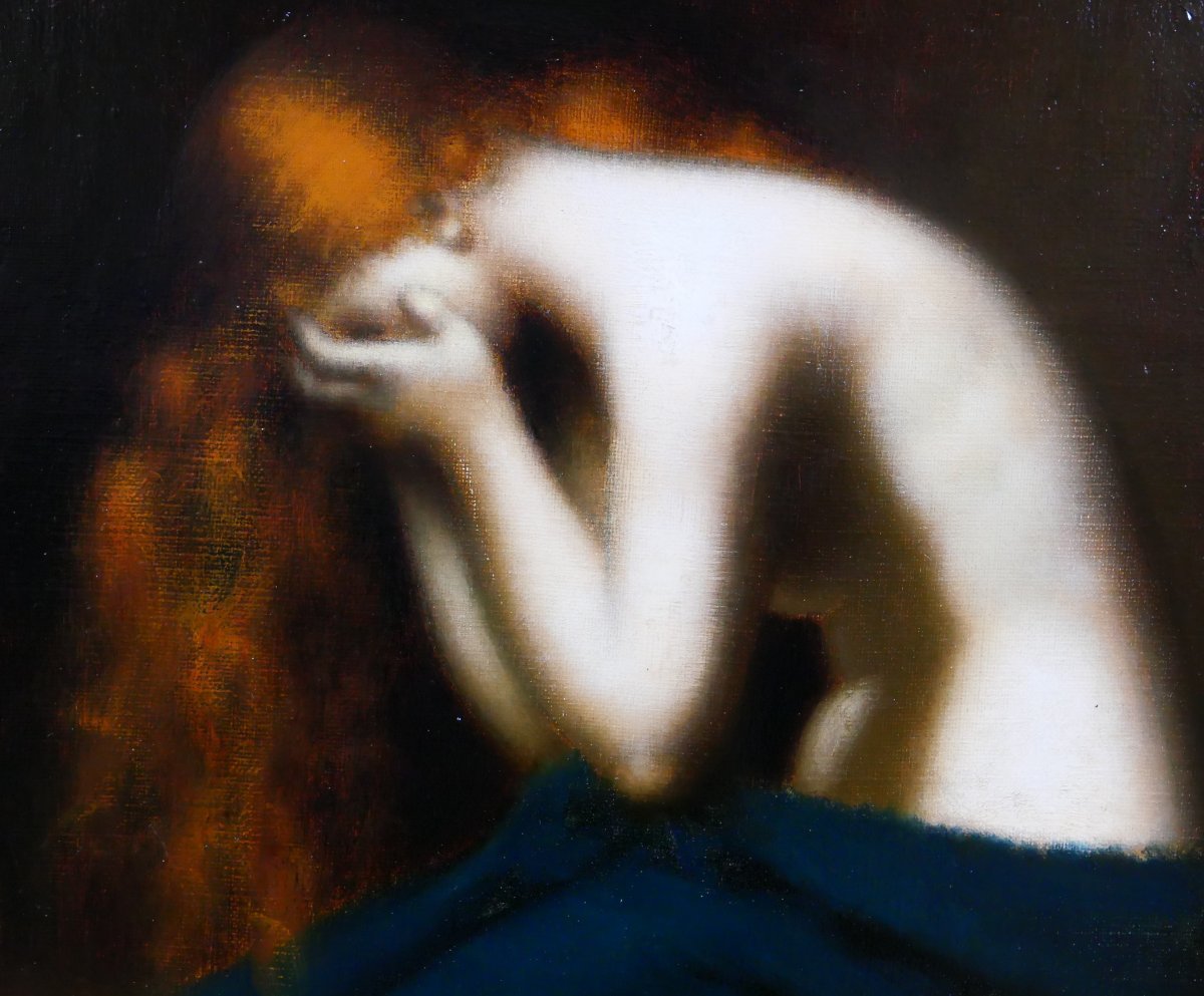 Jean-jacques Henner (circle Of) 1829-1905 Penitent Magdalene, Painting, Alsace, Nude Woman-photo-1