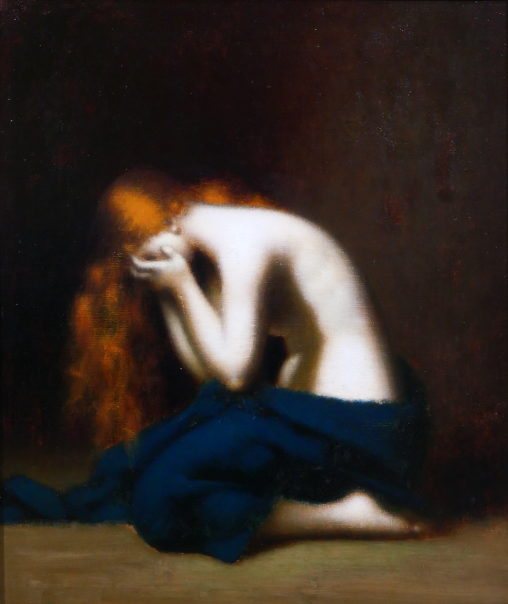 Jean-jacques Henner (circle Of) 1829-1905 Penitent Magdalene, Painting, Alsace, Nude Woman