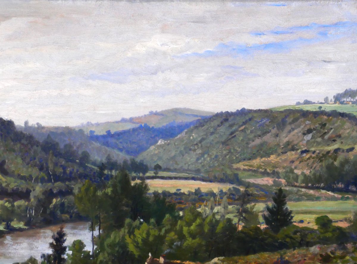 Charles Tschaggeny 1815-1894 Belgium, Landscape Of The Ardennes, Chimay, Painting Circa 1880 Wallonia-photo-2