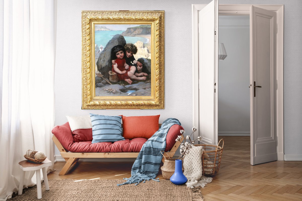 Pierre de Coninck 1828-1910 Bretagne, enfants jouant à cache-cache, grand tableau, Salon 1889-photo-3