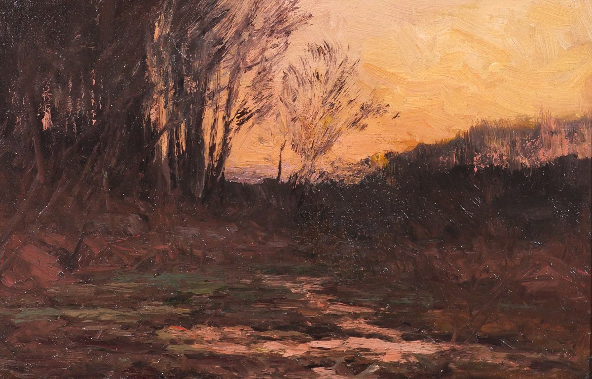 Joseph-charles François 1851-1940 Landscape With Trees, Twilight, Painting, Barbizon, Belgium