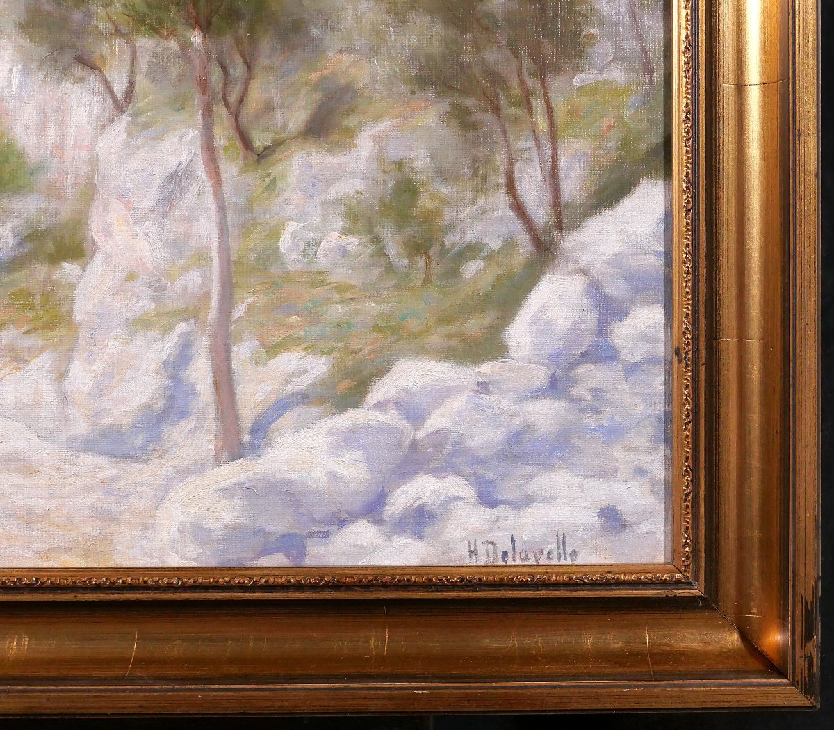 Henri-victor Delavelle 1868-1919 Eze, Landscape With Trees, Painting, Circa 1900, Nice, Sea-photo-5
