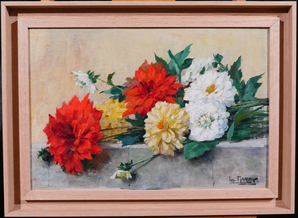 Lucien Gilbert Darpy, Bouquet Of Flowers, Painting, Circa 1920-30, Garden, Still Life-photo-2