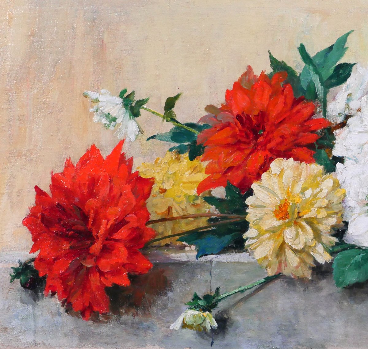 Lucien Gilbert Darpy, Bouquet Of Flowers, Painting, Circa 1920-30, Garden, Still Life-photo-3