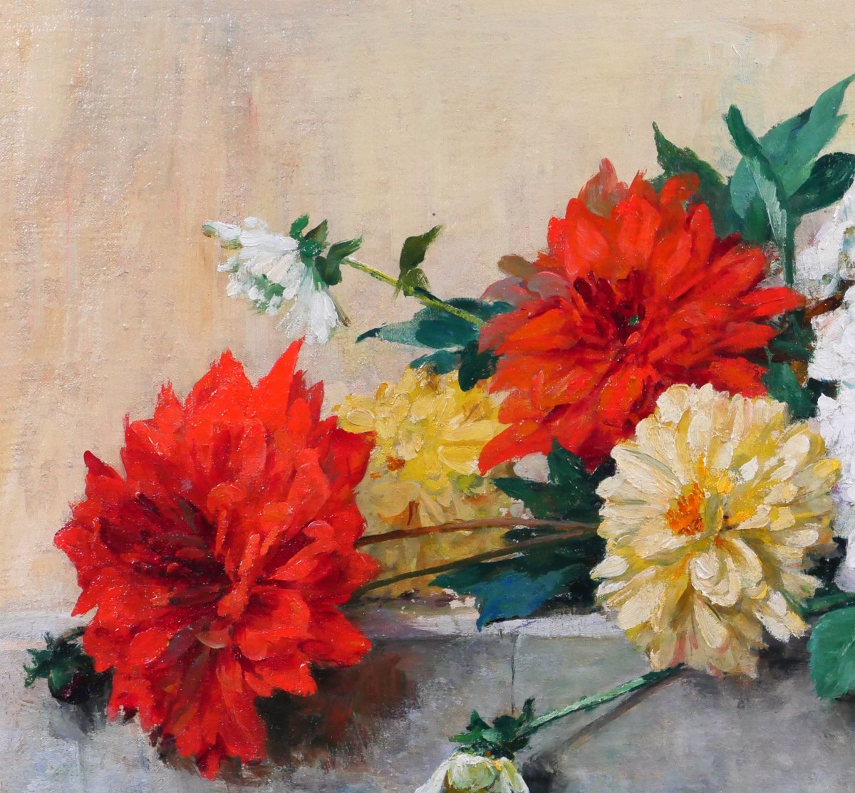 Lucien Gilbert Darpy, Bouquet Of Flowers, Painting, Circa 1920-30, Garden, Still Life-photo-1