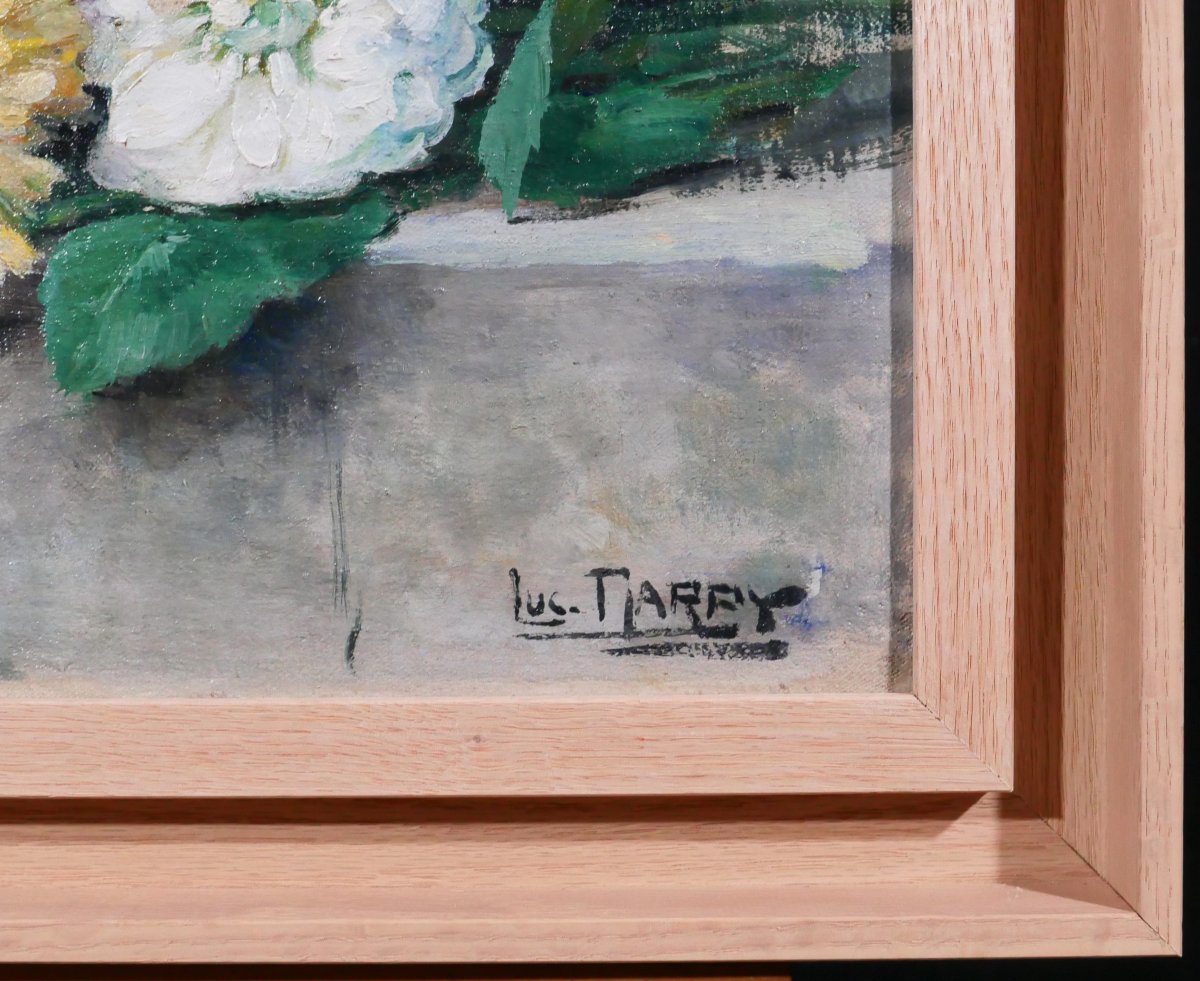 Lucien Gilbert Darpy, Bouquet Of Flowers, Painting, Circa 1920-30, Garden, Still Life-photo-5