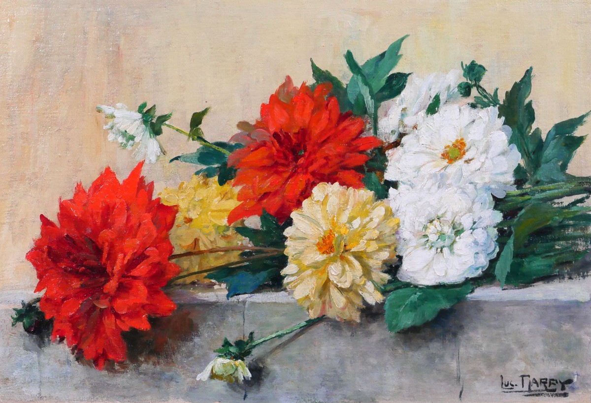 Lucien Gilbert Darpy, Bouquet Of Flowers, Painting, Circa 1920-30, Garden, Still Life