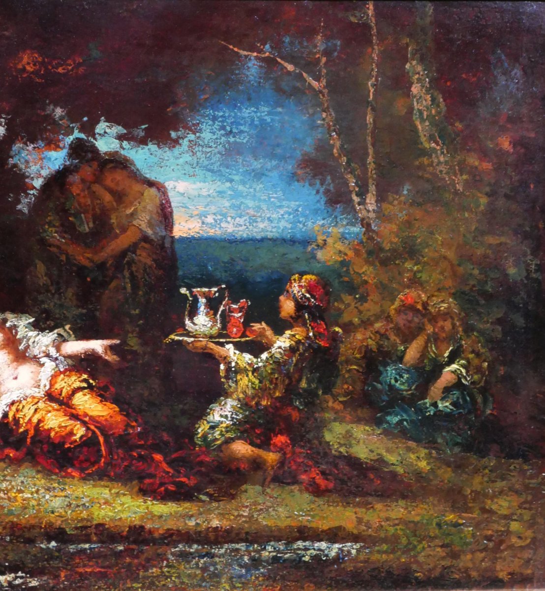 Frédéric Borgella 1833-1901 The Harem's Favorite, Woman, Painting, Orientalism, Circa 1880-photo-4