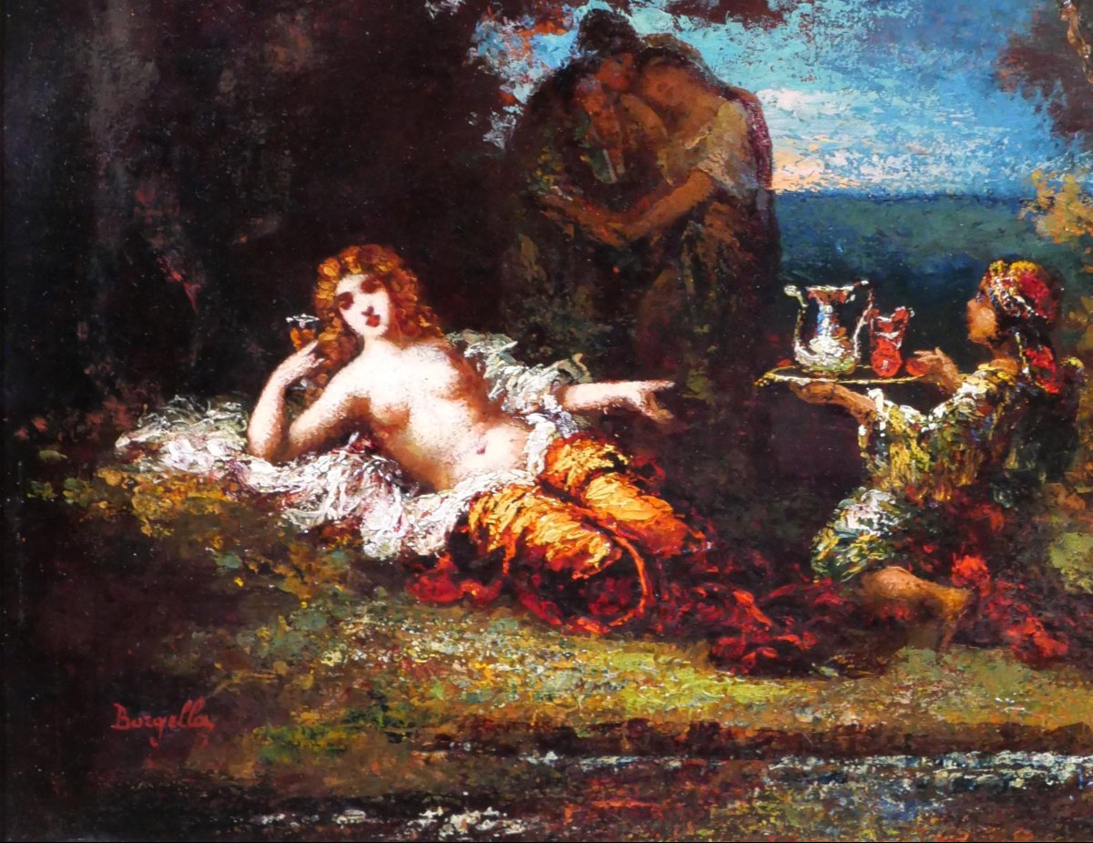 Frédéric Borgella 1833-1901 The Harem's Favorite, Woman, Painting, Orientalism, Circa 1880-photo-4