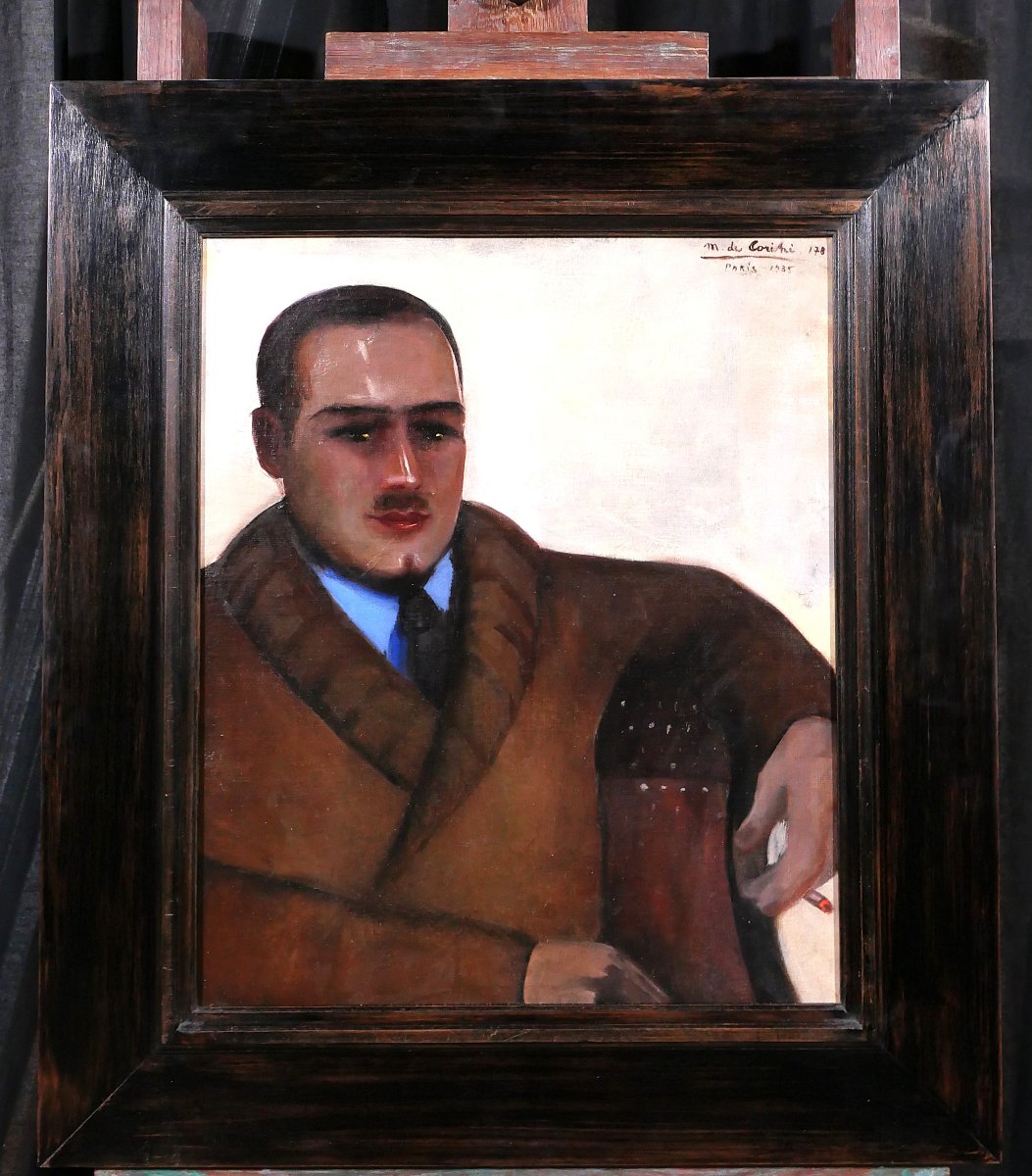 Margit de Corini 1897-1982 Portrait d'homme à Paris, 1935, tableau, Art Deco Montparnasse-photo-2