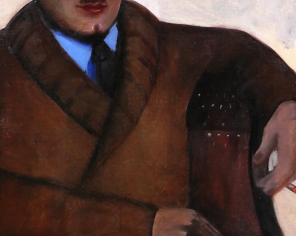 Margit de Corini 1897-1982 Portrait d'homme à Paris, 1935, tableau, Art Deco Montparnasse-photo-4