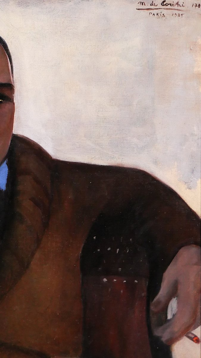 Margit de Corini 1897-1982 Portrait d'homme à Paris, 1935, tableau, Art Deco Montparnasse-photo-2