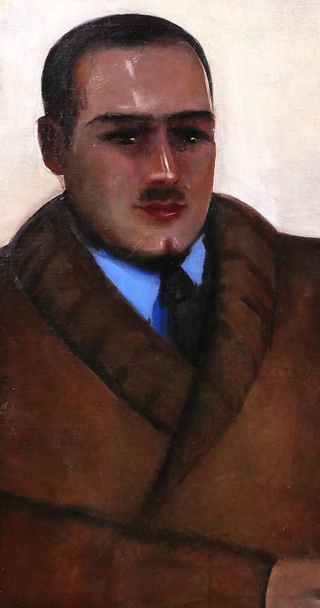 Margit de Corini 1897-1982 Portrait d'homme à Paris, 1935, tableau, Art Deco Montparnasse-photo-4