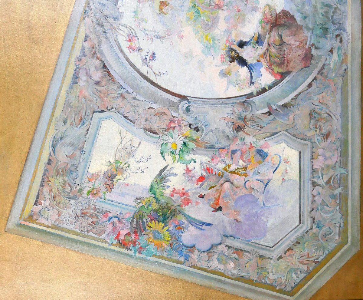 Ecole française vers 1890-1900, Etude de plafond pour le Salon de Flore, tableau décoration-photo-1