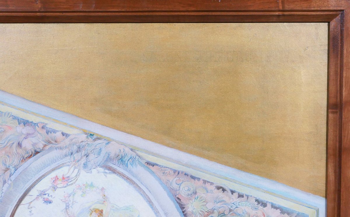 Ecole française vers 1890-1900, Etude de plafond pour le Salon de Flore, tableau décoration-photo-5