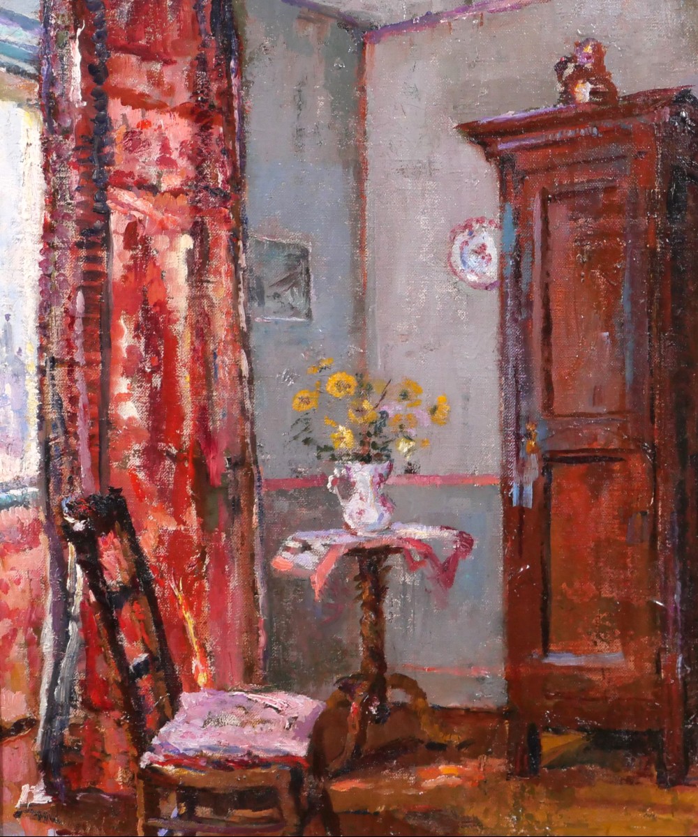 Suzanne Minier 1884-1955 Interior With Chair, Painting, Circa 1910 Impressionist Still Life