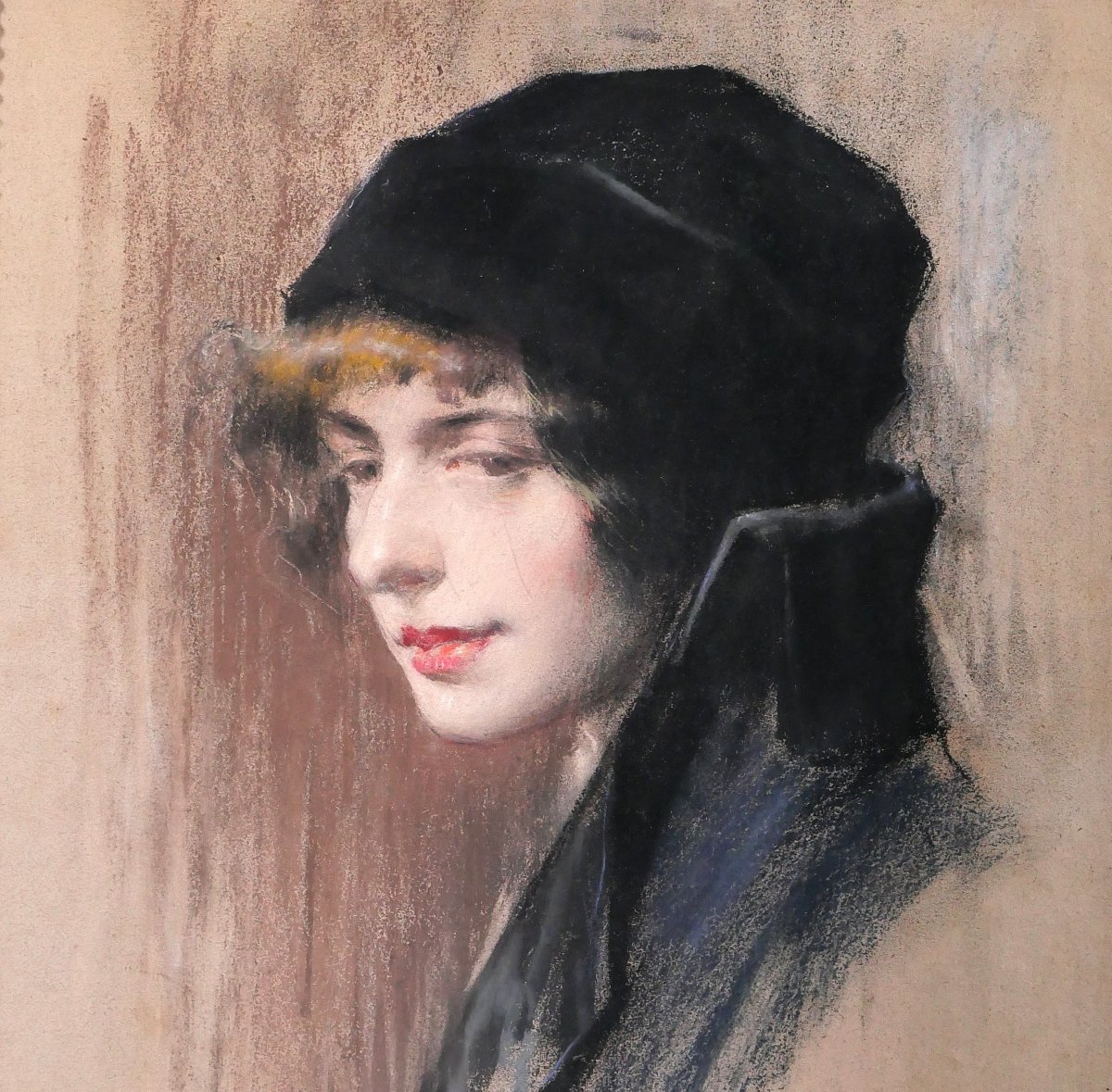 Andrés Gimeno 1879-? Portrait Of An Elegant Woman, Pastel, 1915, Spain, Painting/drawing-photo-3