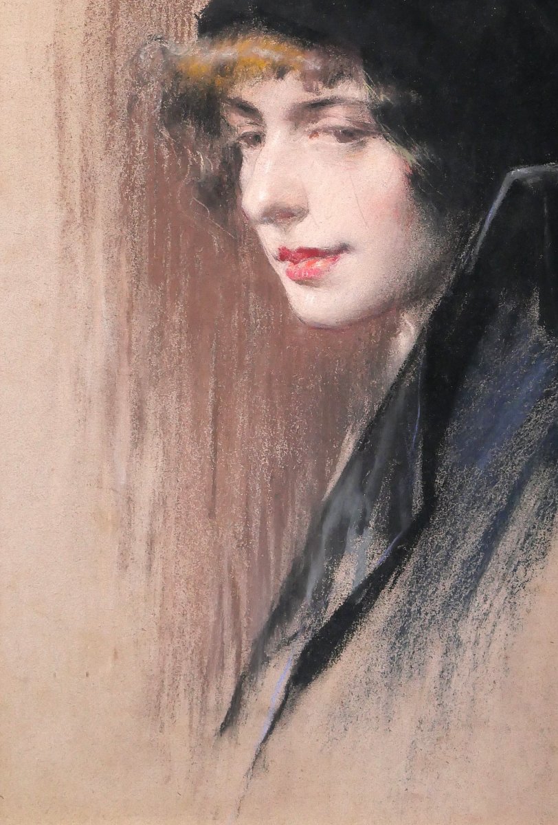 Andrés Gimeno 1879-? Portrait Of An Elegant Woman, Pastel, 1915, Spain, Painting/drawing-photo-4