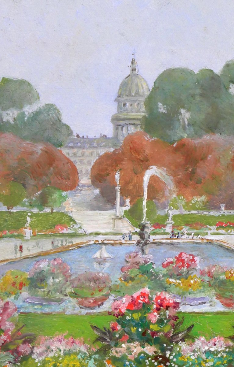 Gaston Gérard 1859-? Paris, The Luxembourg Garden And The Pantheon, Painting, 1885-90 Landscape-photo-1