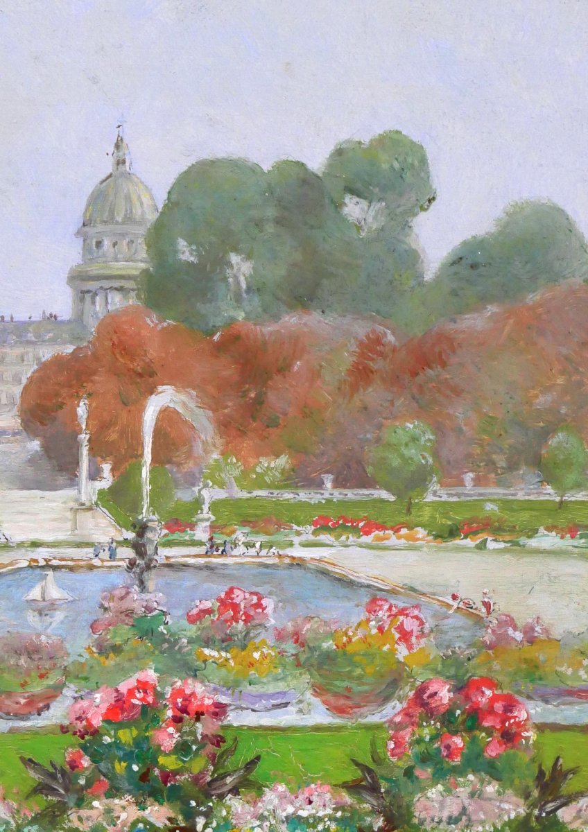 Gaston Gérard 1859-? Paris, The Luxembourg Garden And The Pantheon, Painting, 1885-90 Landscape-photo-2