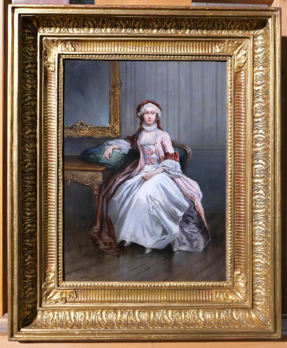 Léonard Saurfelt 1823-1899 Portrait Of A Woman, Painting, Circa 1870-photo-2