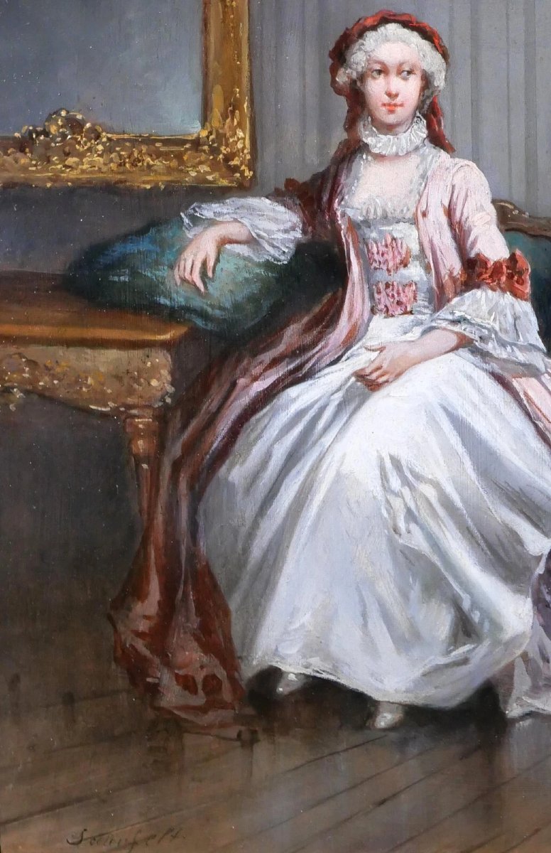 Léonard Saurfelt 1823-1899 Portrait Of A Woman, Painting, Circa 1870-photo-6