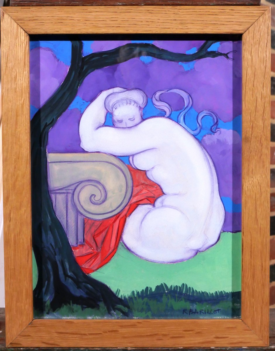 Robert Barillot 1921-2001 Nude Woman, Drawing 1940-50 Valenciennes Painting Sculpture Architecture-photo-2