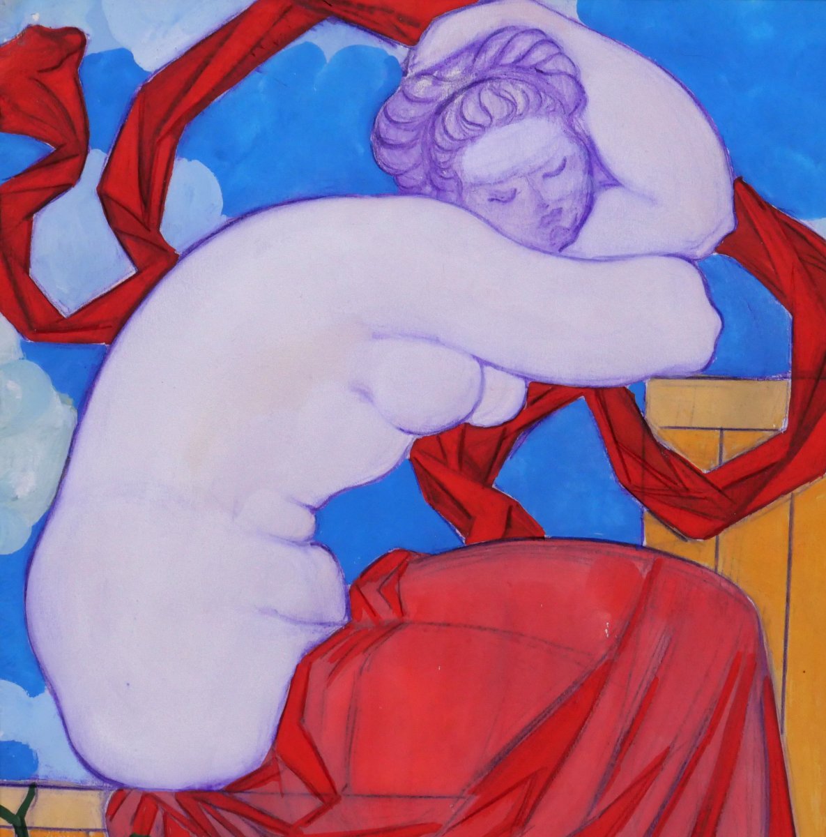 Robert Barillot 1921-2001 Nude Woman, Drawing, 1940-50 Valenciennes Nord Painting Sculpture-photo-3