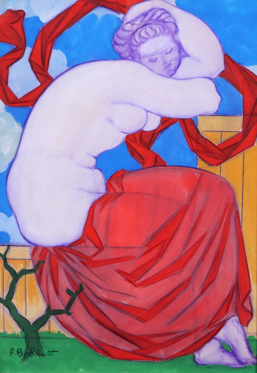 Robert Barillot 1921-2001 Nude Woman, Drawing, 1940-50 Valenciennes Nord Painting Sculpture