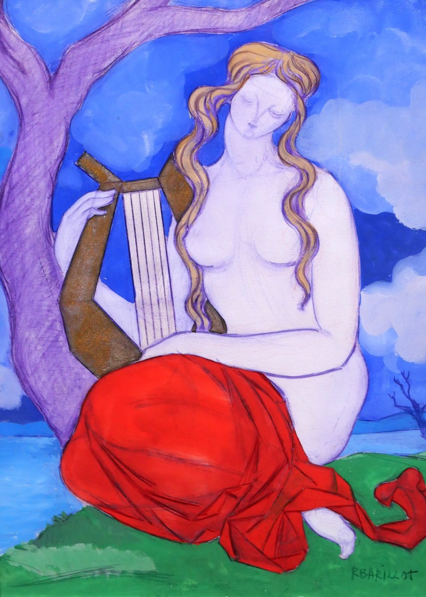 Robert Barillot 1921-2001 Nude Woman, Drawing 1940-50 Valenciennes Nord Painting Sculpture Music