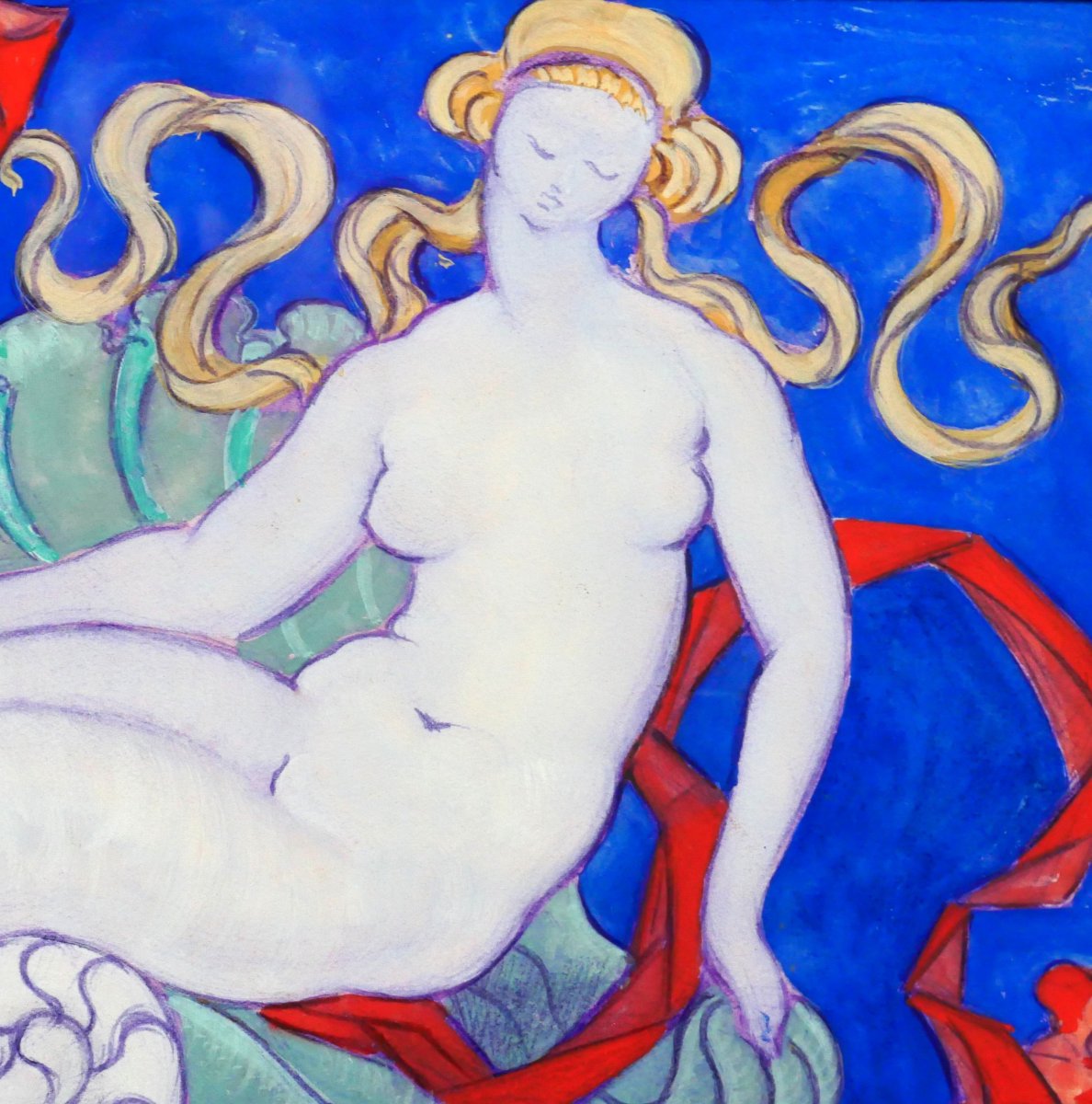 Robert Barillot 1921-2001 Nude Woman, Drawing, Circa 1940-50 Valenciennes Nord Painting Mermaid-photo-4