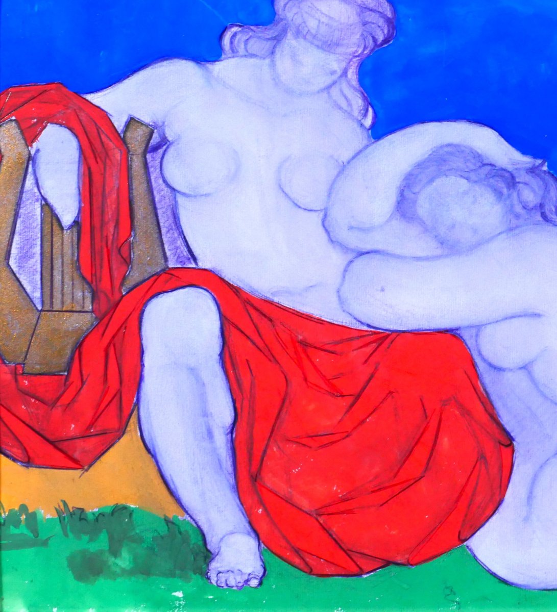 Robert Barillot 1921-2001 Nude Woman, Drawing, Circa 1940-50 Valenciennes Nord Painting Sculpture -photo-3