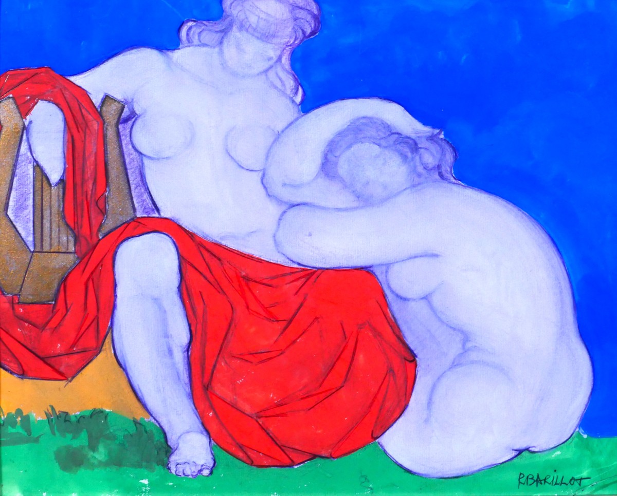 Robert Barillot 1921-2001 Nude Woman, Drawing, Circa 1940-50 Valenciennes Nord Painting Sculpture 