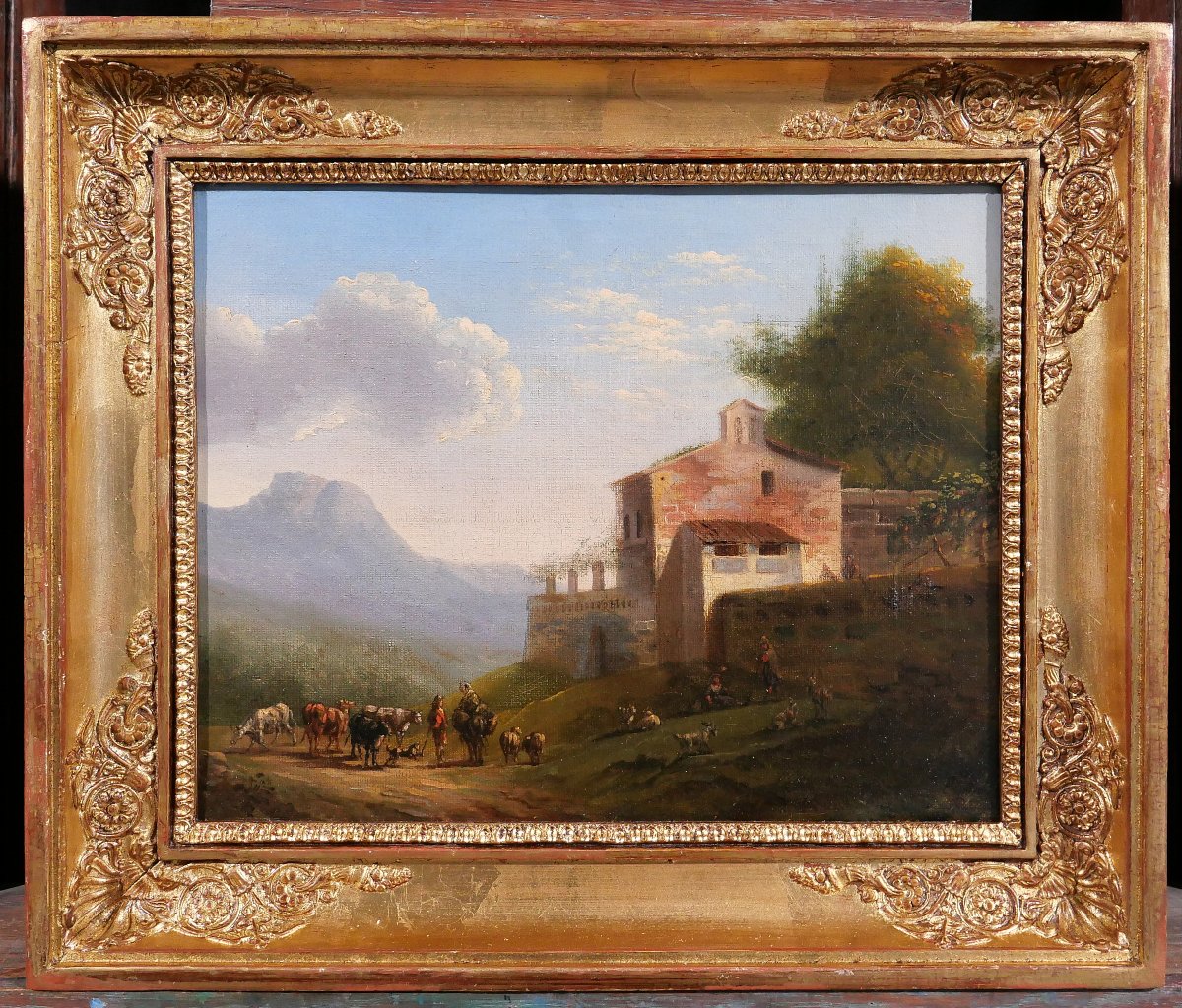 Louis-Auguste LAPITO 1803-1874 Paysage d'Italie, tableau vers 1825-30 romantisme Bertin-photo-2