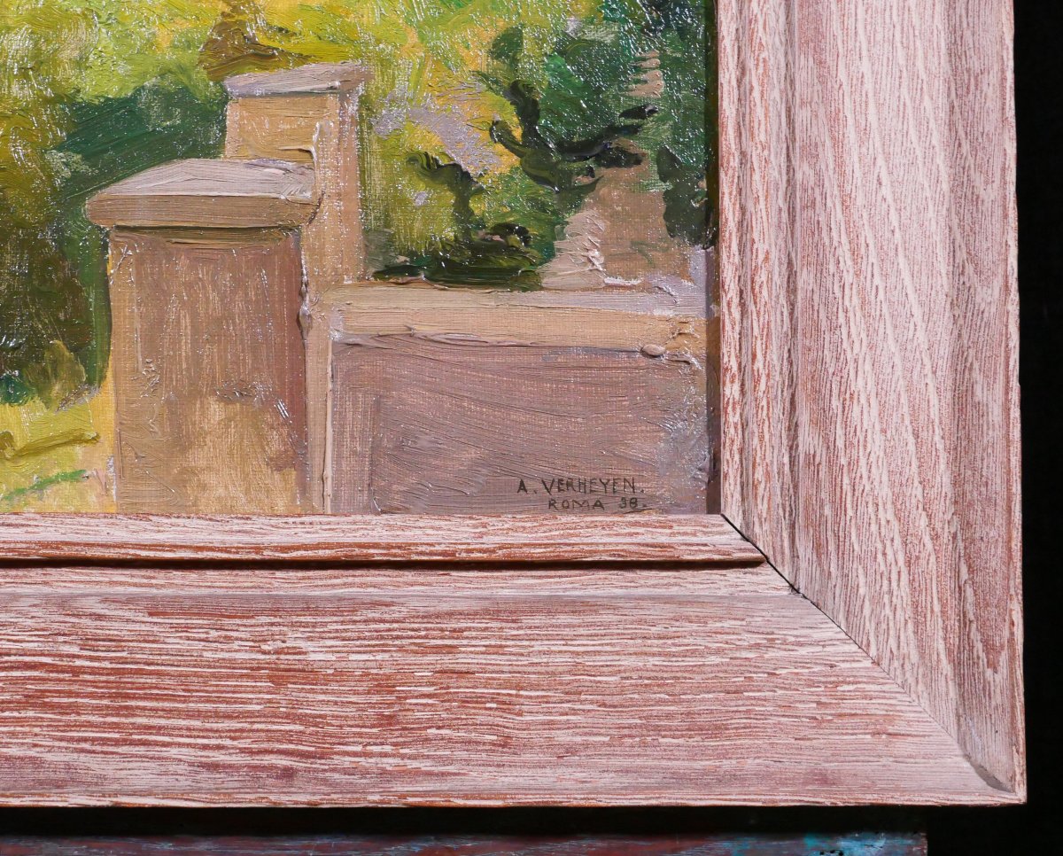 Alfons VERHEYEN 1903-1990 Rome, paysage du forum, tableau 1938 Italie Colisée-photo-5