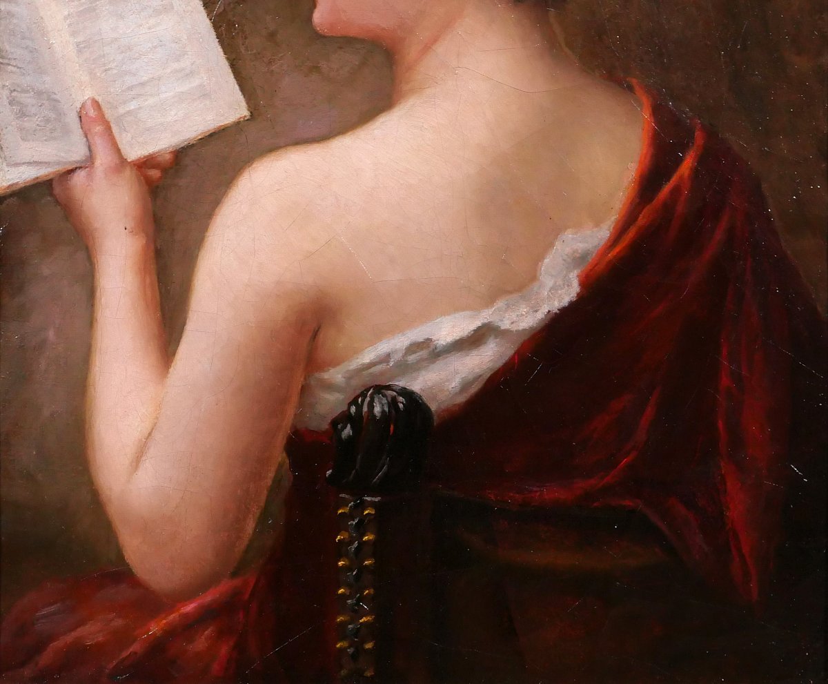 Albert-Jules EDOUARD 1845-1919 Femme lisant un livre, tableau, portrait impressionnisme-photo-4