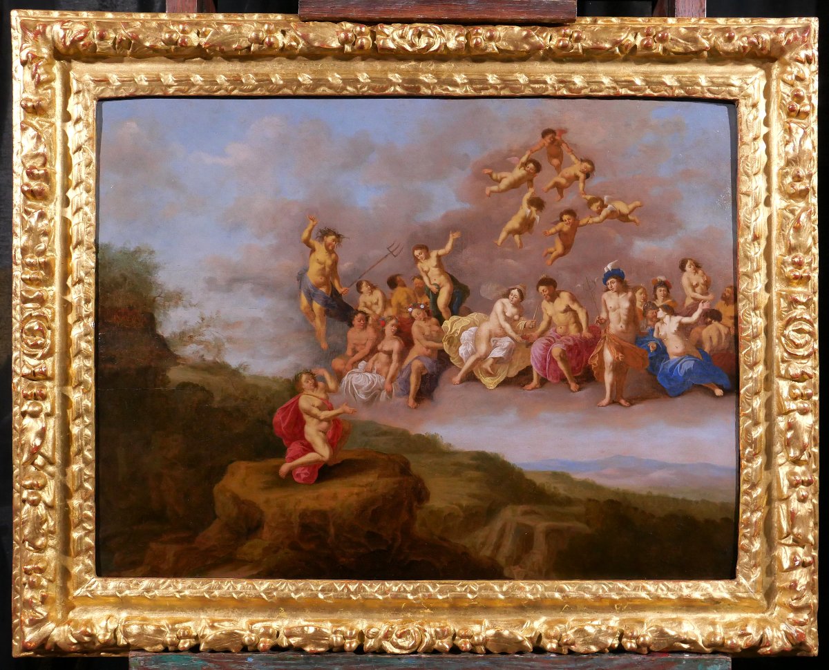 Cornelis van Poelenburgh (att. à) 1594-1667 L'assemblée des dieux, tableau, paysage mythologie-photo-2