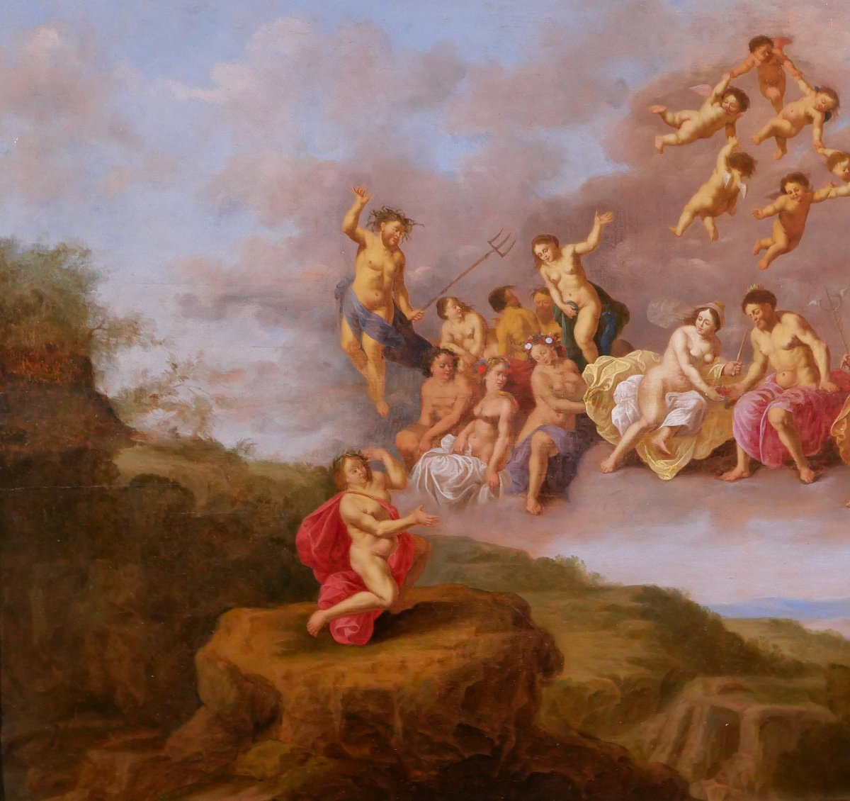 Cornelis van Poelenburgh (att. à) 1594-1667 L'assemblée des dieux, tableau, paysage mythologie-photo-3