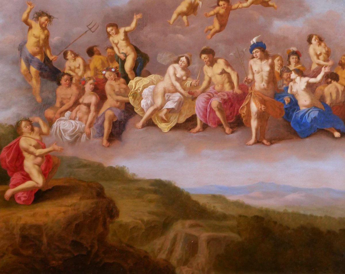 Cornelis van Poelenburgh (att. à) 1594-1667 L'assemblée des dieux, tableau, paysage mythologie-photo-3