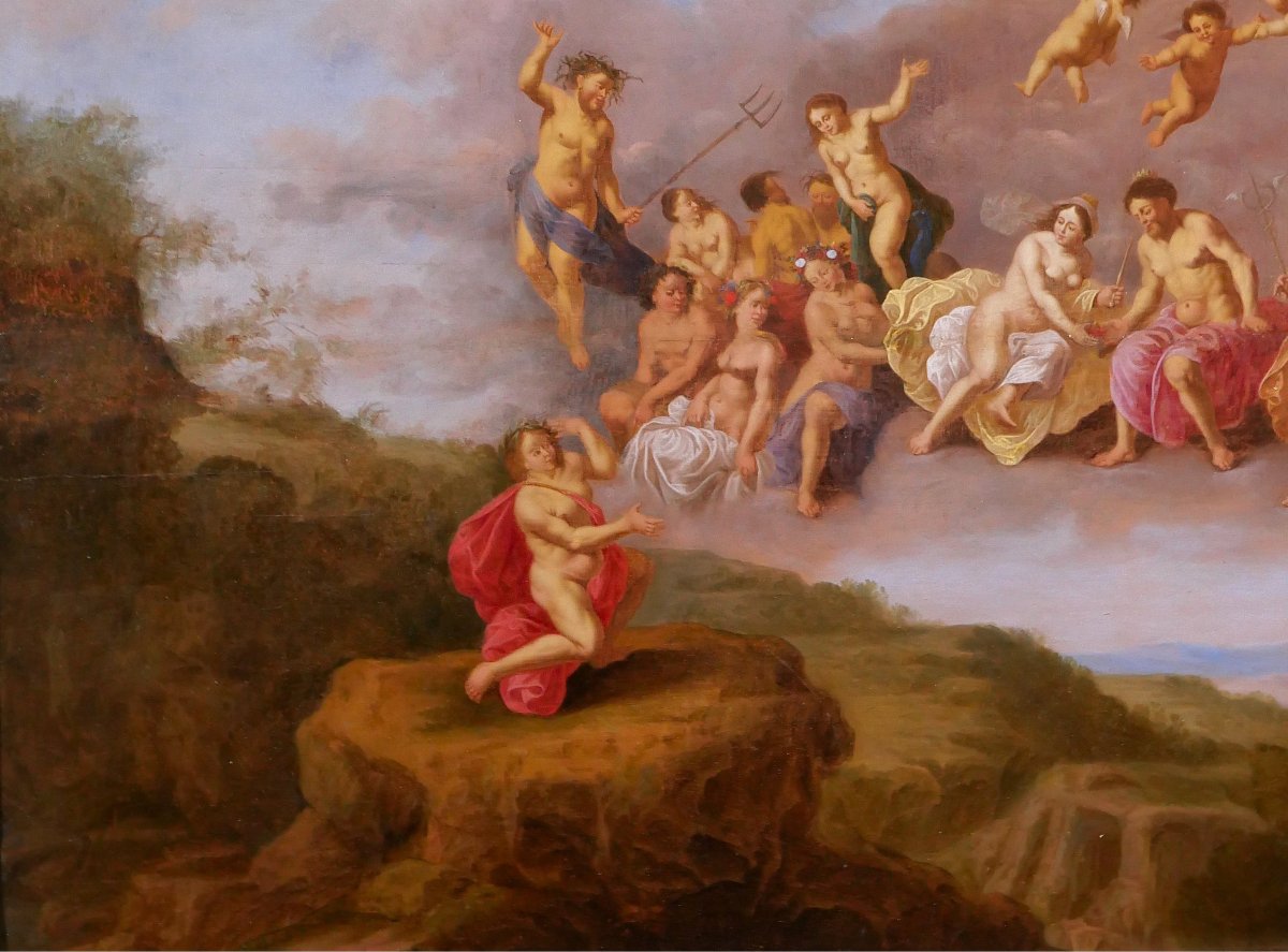 Cornelis van Poelenburgh (att. à) 1594-1667 L'assemblée des dieux, tableau, paysage mythologie-photo-4