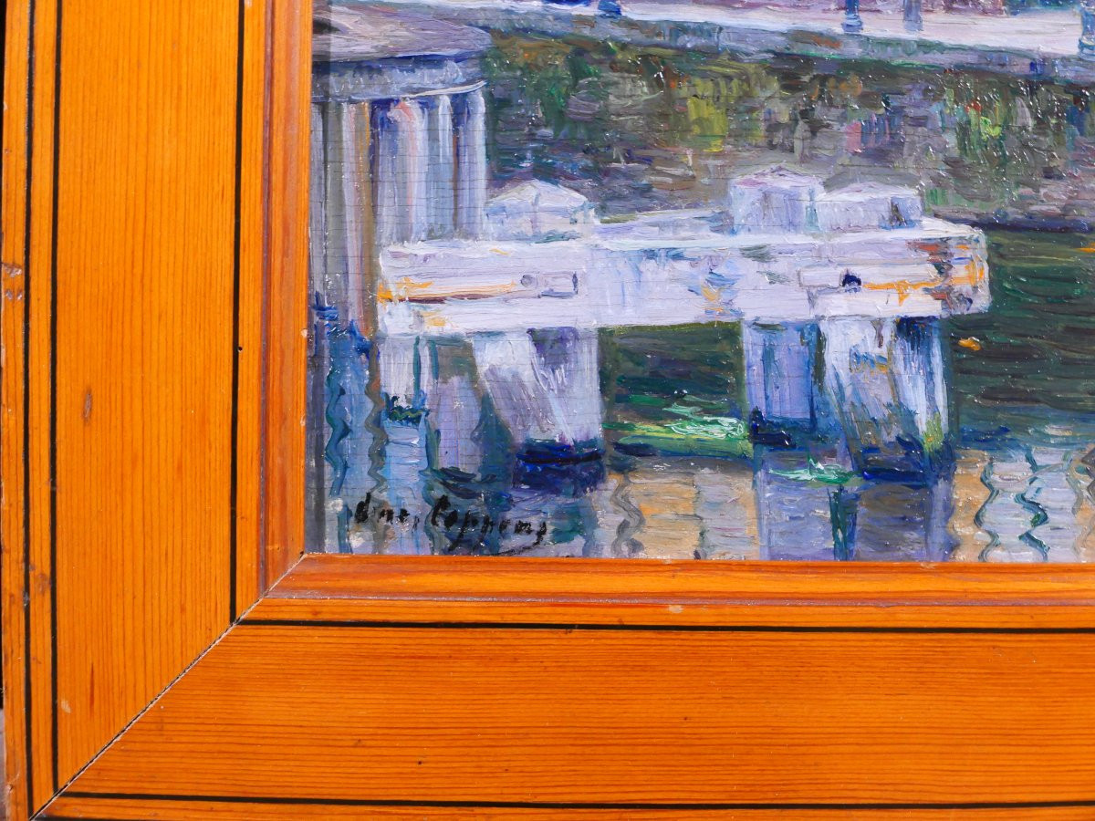 Omer Coppens 1864-1926 Brugge, Dock At The Old Tavern, Painting, C. 1900 Belgium Landscape-photo-5