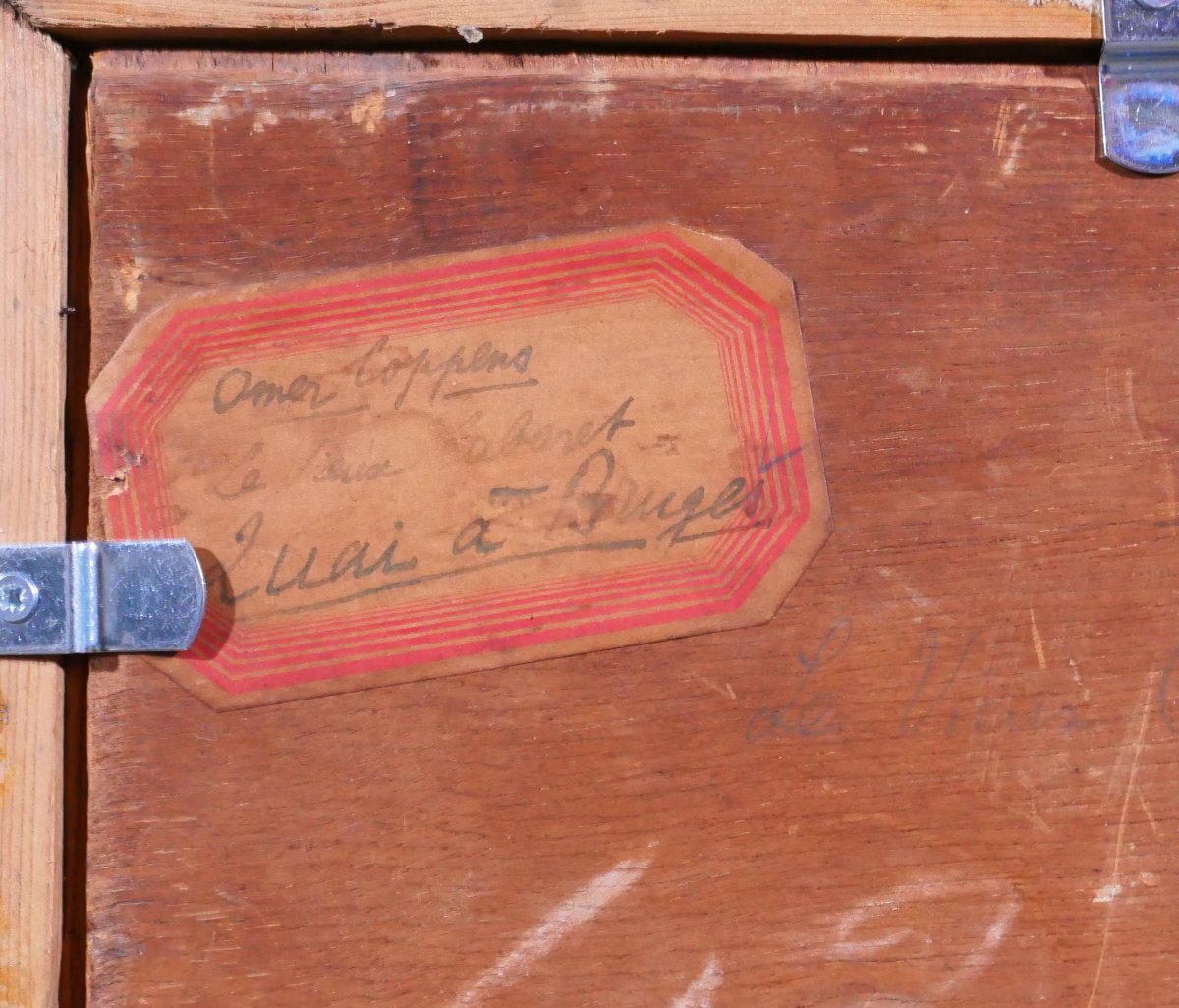 Omer Coppens 1864-1926 Brugge, Dock At The Old Tavern, Painting, C. 1900 Belgium Landscape-photo-7