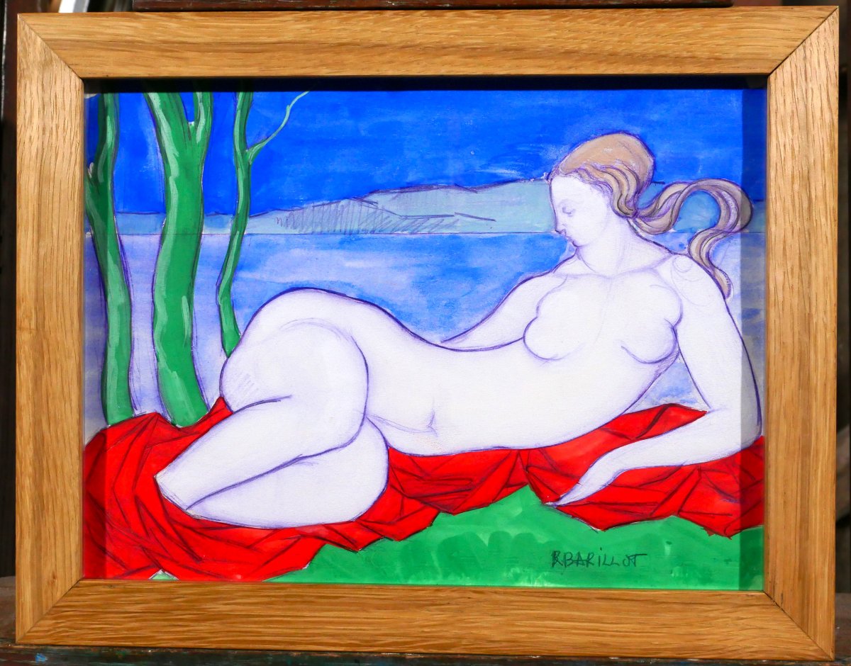 Robert Barillot 1921-2001 Nude Woman, Drawing, Circa 1940-50 Valenciennes Nord Painting Sculpture -photo-2