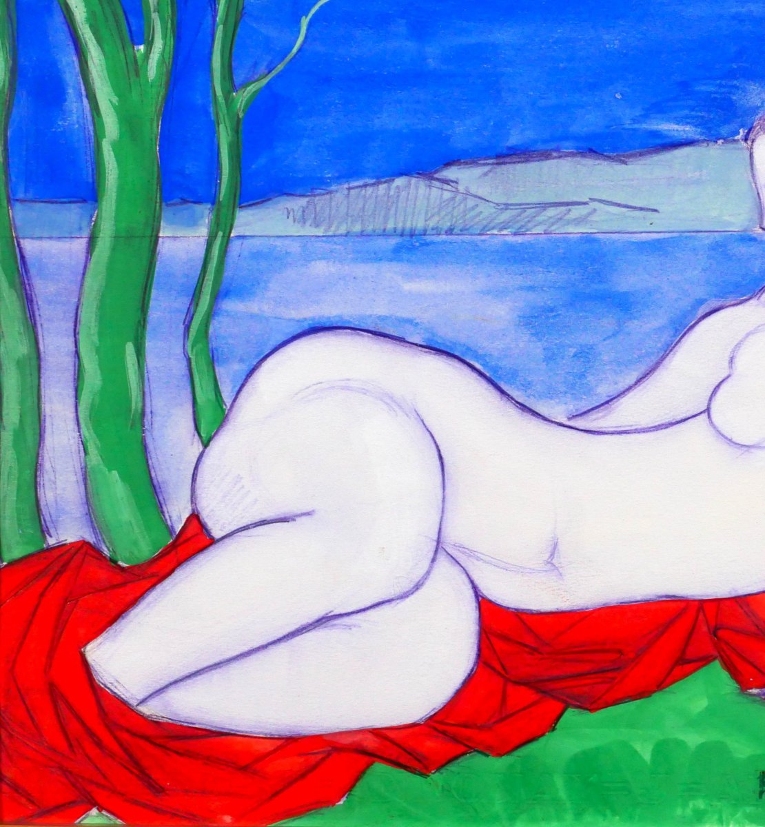 Robert Barillot 1921-2001 Nude Woman, Drawing, Circa 1940-50 Valenciennes Nord Painting Sculpture -photo-3