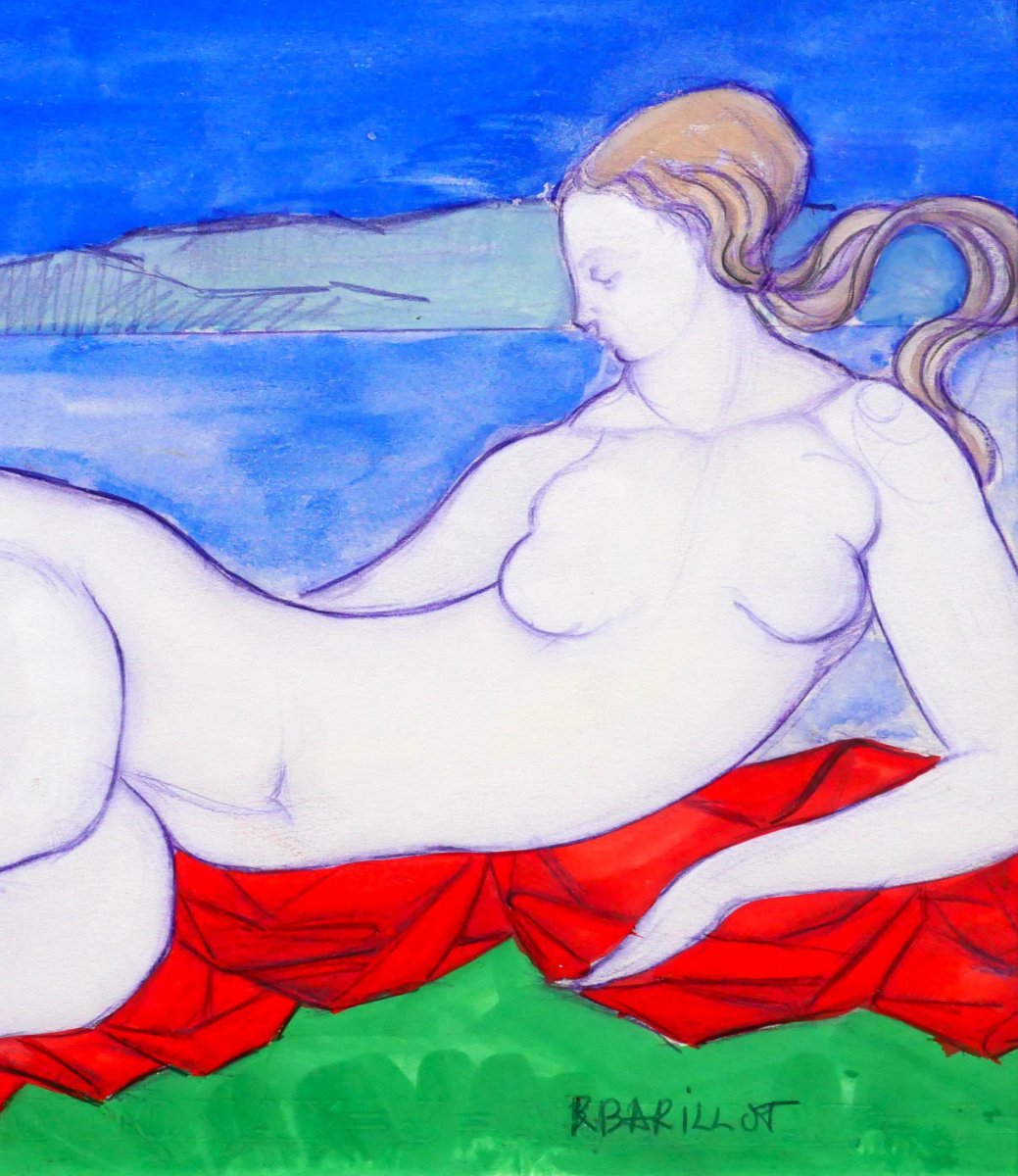 Robert Barillot 1921-2001 Nude Woman, Drawing, Circa 1940-50 Valenciennes Nord Painting Sculpture -photo-4