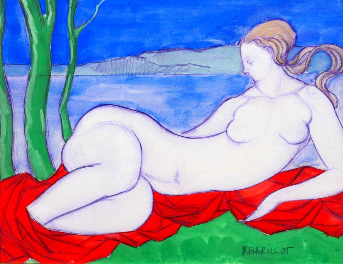 Robert Barillot 1921-2001 Nude Woman, Drawing, Circa 1940-50 Valenciennes Nord Painting Sculpture 