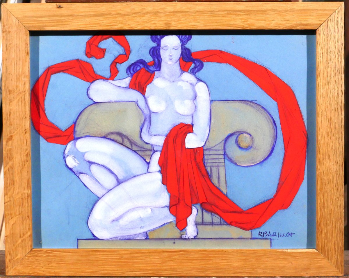 Robert Barillot 1921-2001 Nude Woman, Drawing, 1940-50 Valenciennes Nord Painting Architecture-photo-2