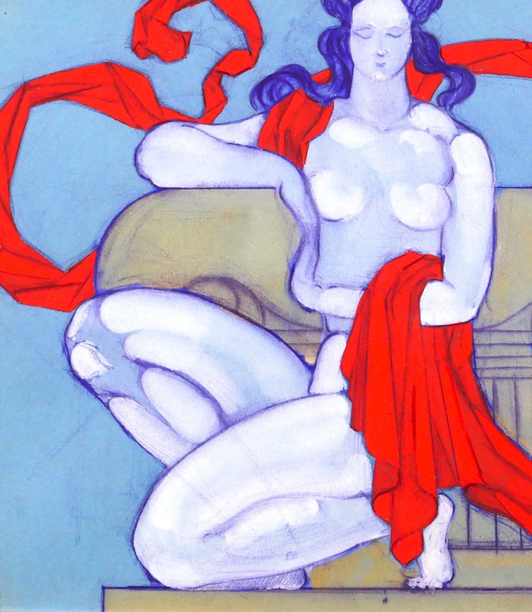 Robert Barillot 1921-2001 Nude Woman, Drawing, 1940-50 Valenciennes Nord Painting Architecture-photo-3